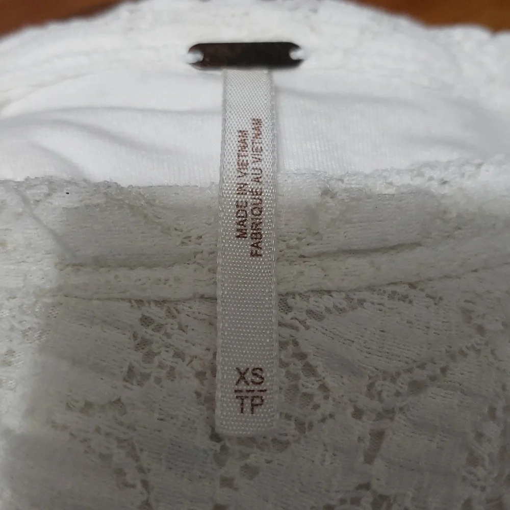 Free‎ People Gothcore Elegant White Lace Baloon Sleeve Crop Women's XS Top